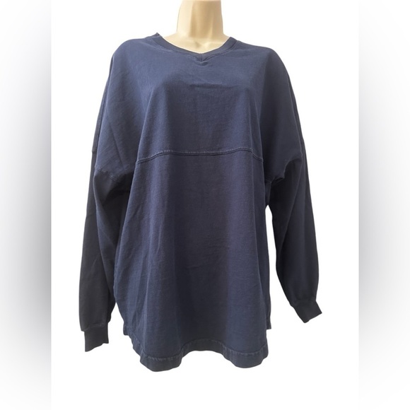 Spirit Activewear “Life’s a Beach” Oversized Sweatshirt Navy Blue 100% Cotton S - Picture 2 of 11